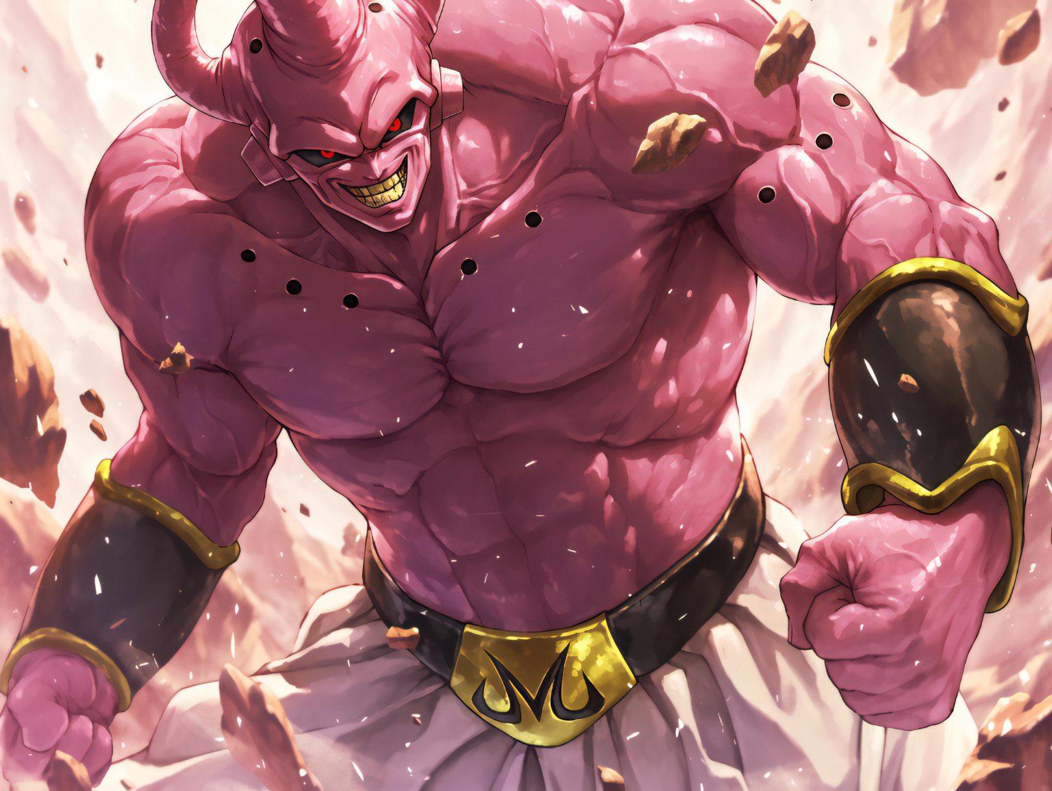 A buu dragon ball wallpaper pc featuring Majin Buu’s dark aesthetic and powerful energy.