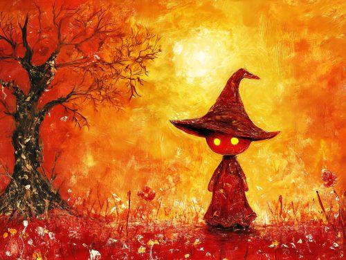 Van Gogh Classic Red kid Witch Wallpaper