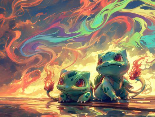 A bulbasaur wallpaper capturing a vibrant, nature-filled glow with cheerful energy.