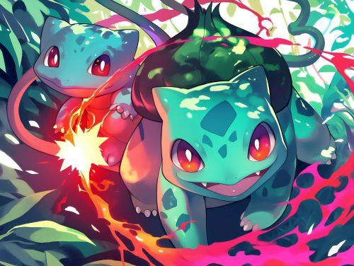 Whimsical Colors Kawaii Bulbasaur Wallpaper