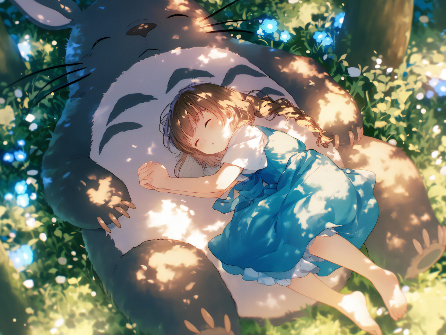 A Totoro HD wallpaper with a warm, peaceful glow and a magical, relaxing aesthetic.