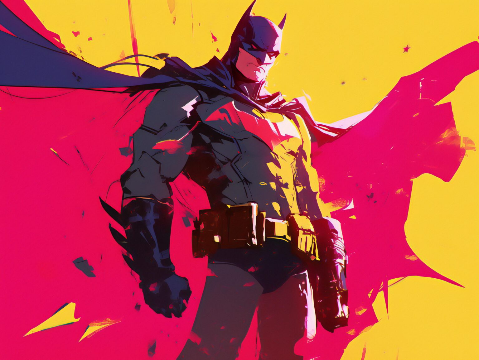 A The Batman 4K wallpaper with deep shadows and high-intensity cinematic lighting.