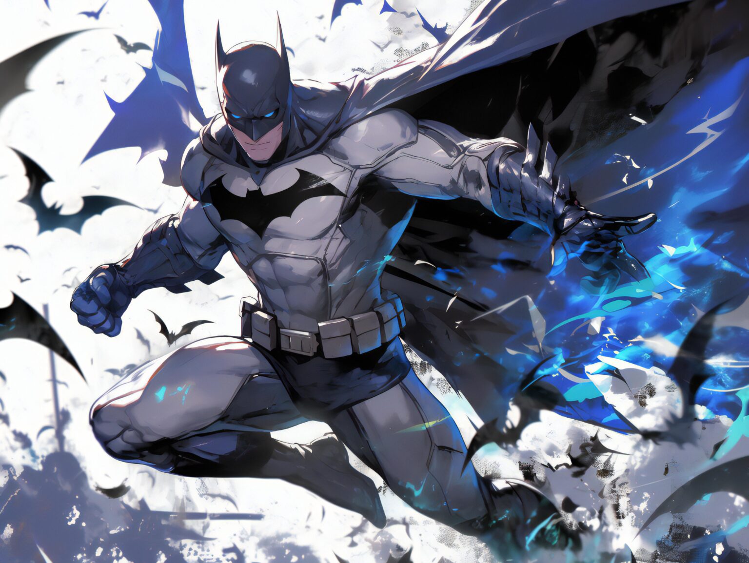 A Batman Arkham Knight 4K wallpaper featuring deep contrast and a powerful, action-driven stance.