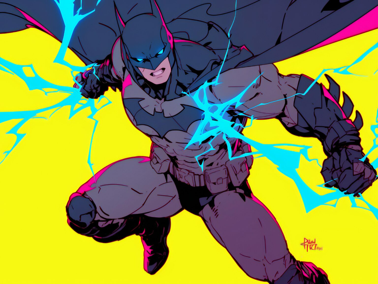 A Batman comic book wallpaper with vivid colors and classic inked details, showcasing the Dark Knight’s heroic style.