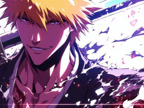 A sharp Bleach Ichigo wallpaper featuring clean shading and bold anime elements.