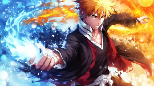 A high-resolution Bleach Ichigo wallpaper 4K featuring sharp details and an intense anime aesthetic.