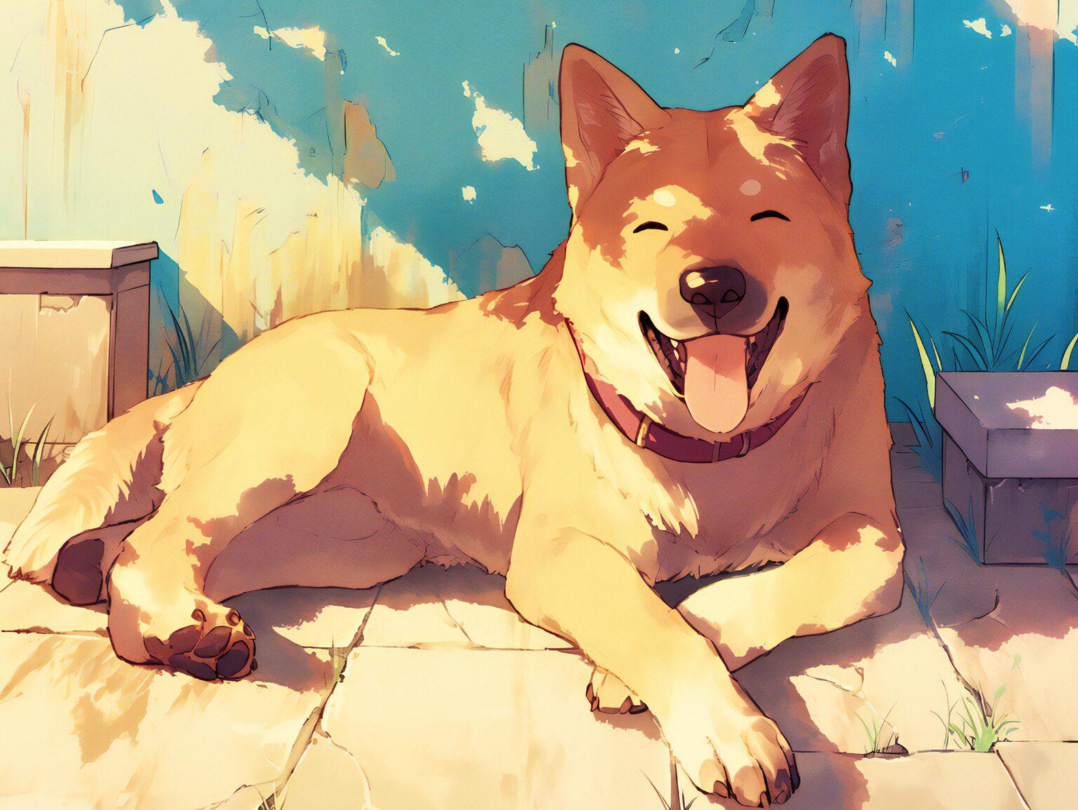 A bright wallpaper cute dog cartoon featuring a fun and engaging animated canine with expressive and lively details.