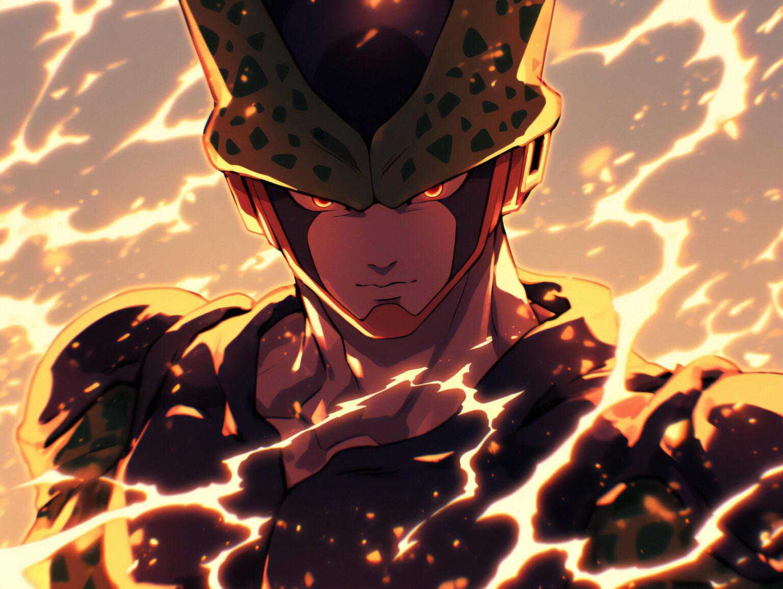 A cell wallpaper dbz featuring deep artistic contrasts and immersive shading.