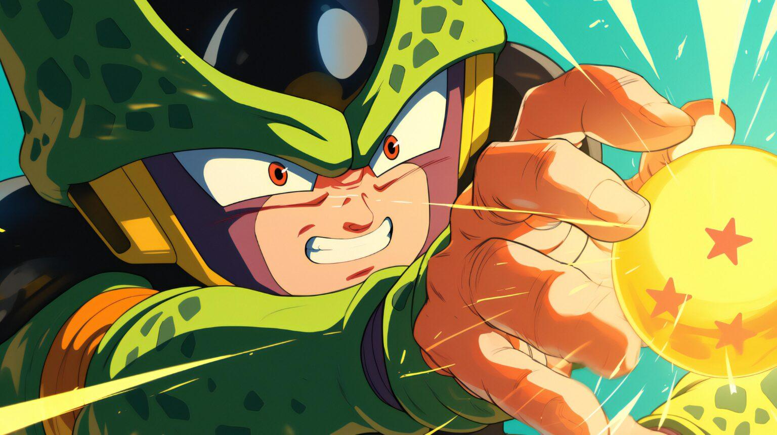 A dragon ball z cell wallpaper featuring high-resolution shading and bold artistic textures.