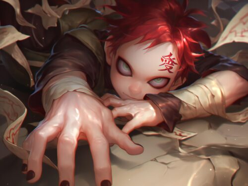 A Gaara Naruto wallpaper with bold textures and a dynamic, action-packed presence.