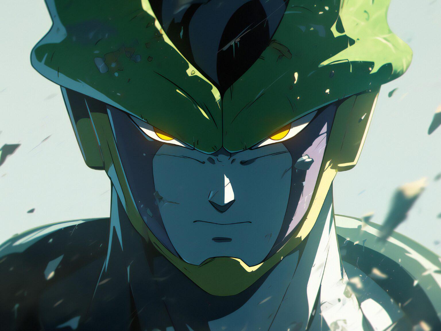 A dragon ball cell wallpaper featuring bold shading and expressive artistic textures.
