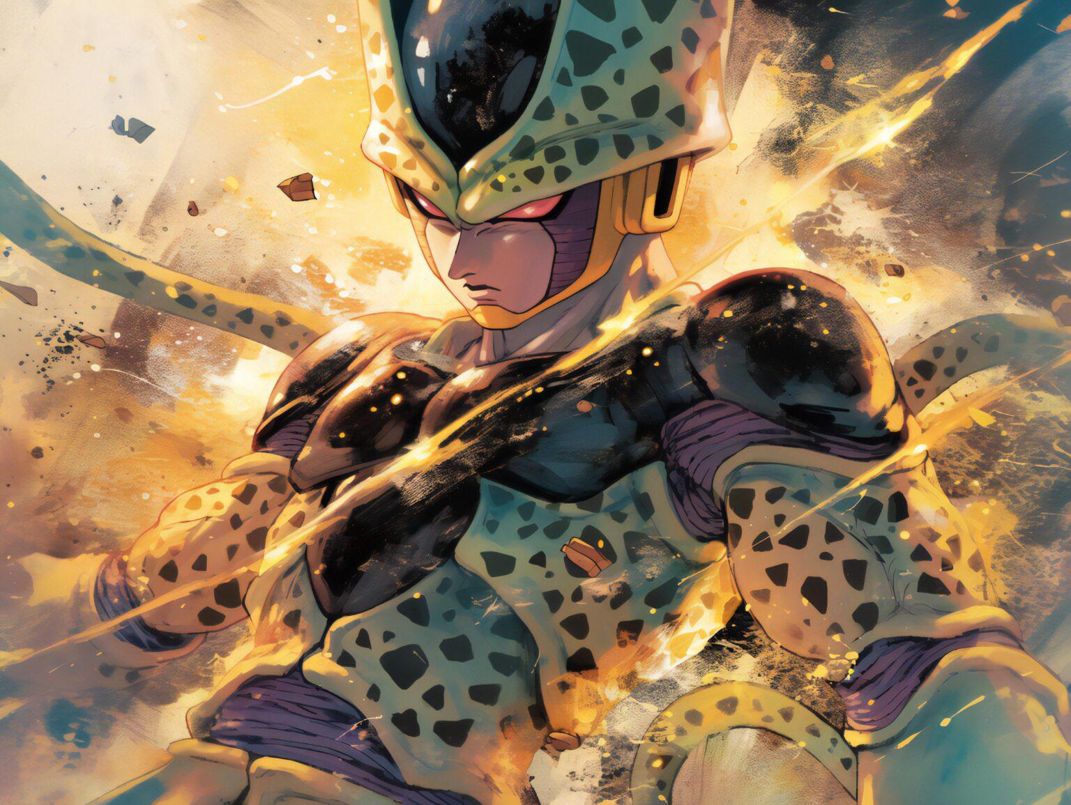 A cell dbz wallpaper featuring expressive textures and bold artistic contrasts.