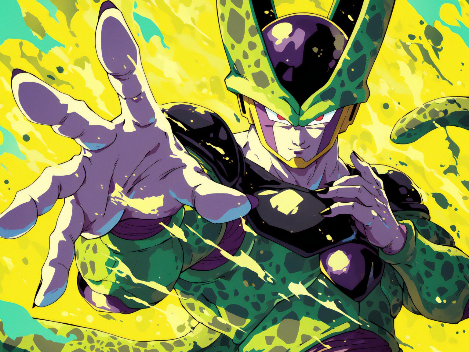 A cell wallpaper dbz featuring bold shading and expressive artistic textures.