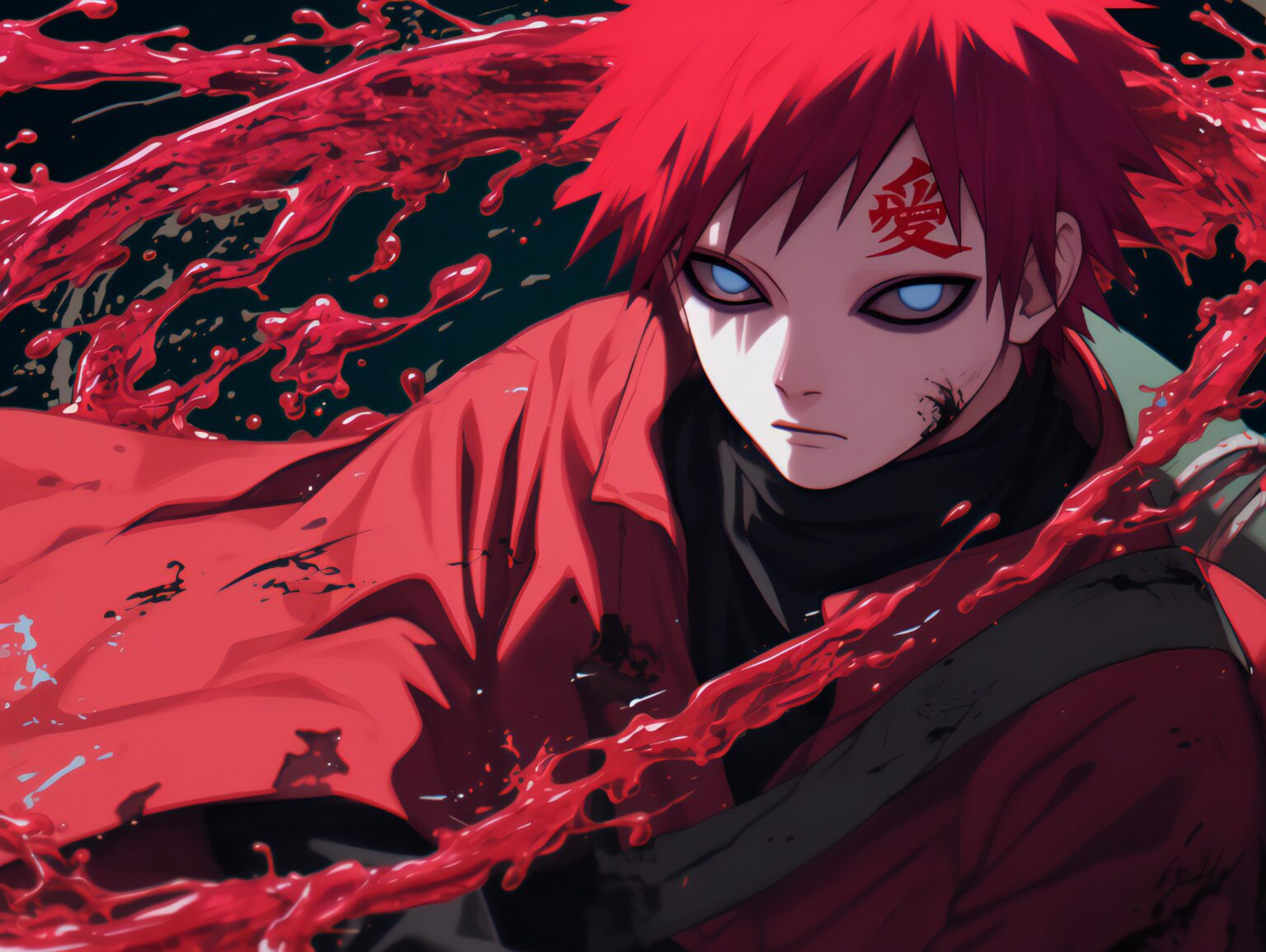 A dark Gaara wallpaper with deep textures and a powerful ninja atmosphere.