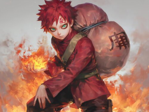 A Gaara wallpaper aesthetic with vibrant contrasts and a high-energy look.