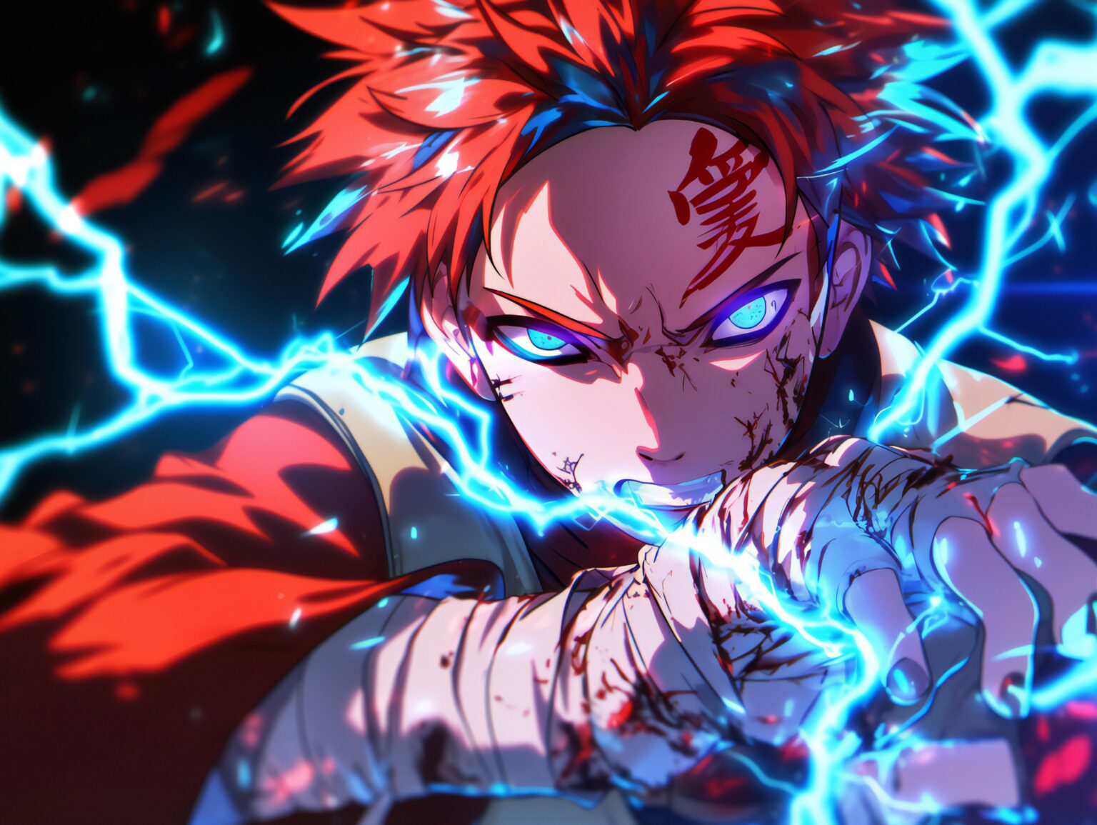 A Gaara wallpaper aesthetic with bold textures and a powerful, artistic design.