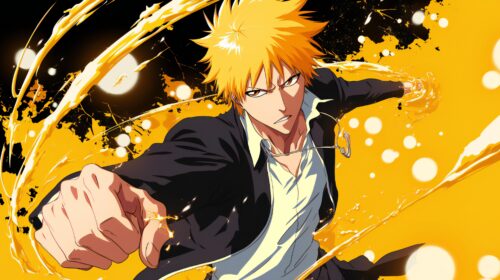 Sleek Yellow Ichigo Kurosaki Aesthetic Wallpaper