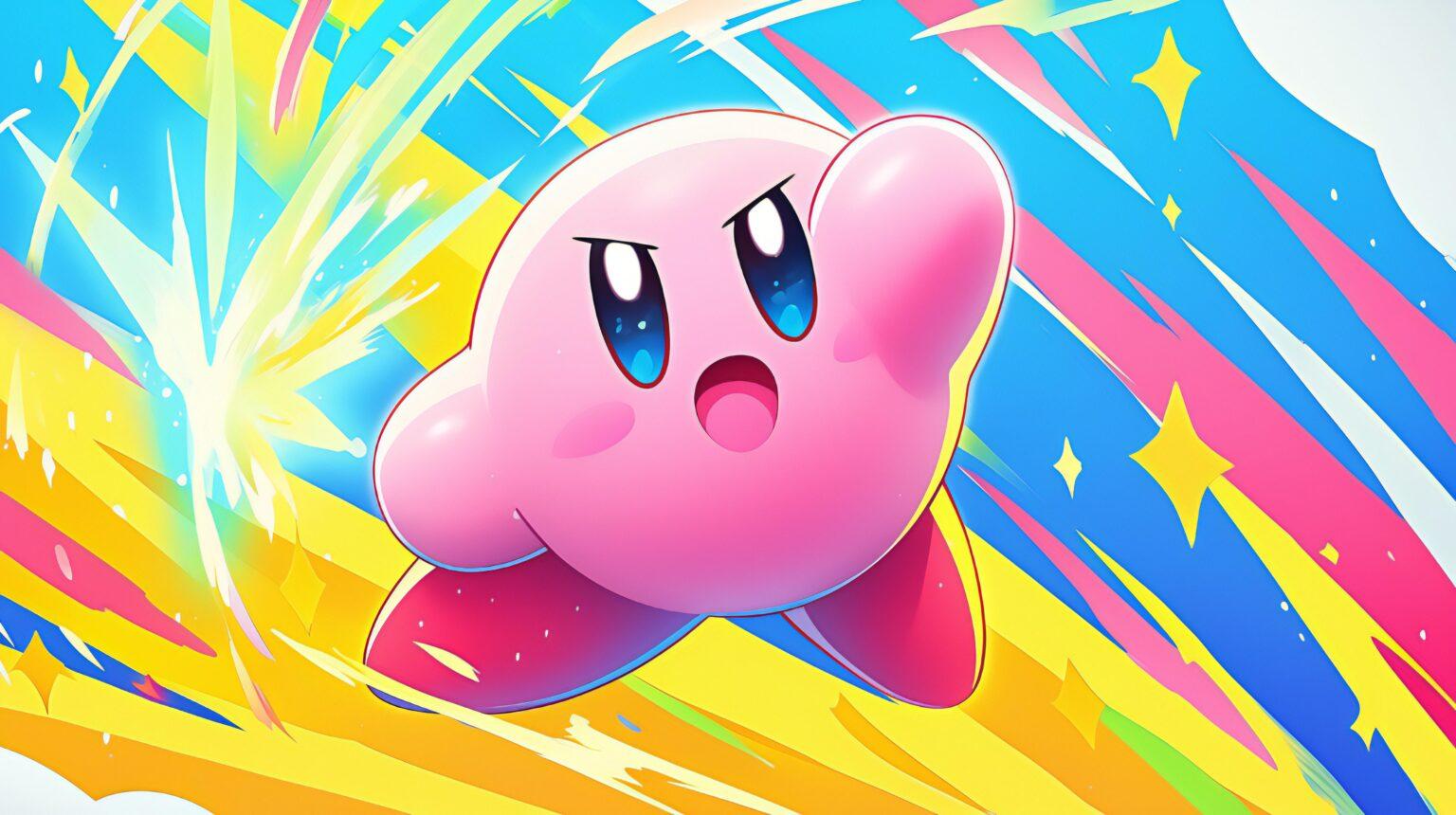 A soft Kirby background featuring pastel tones and smooth anime-inspired details.