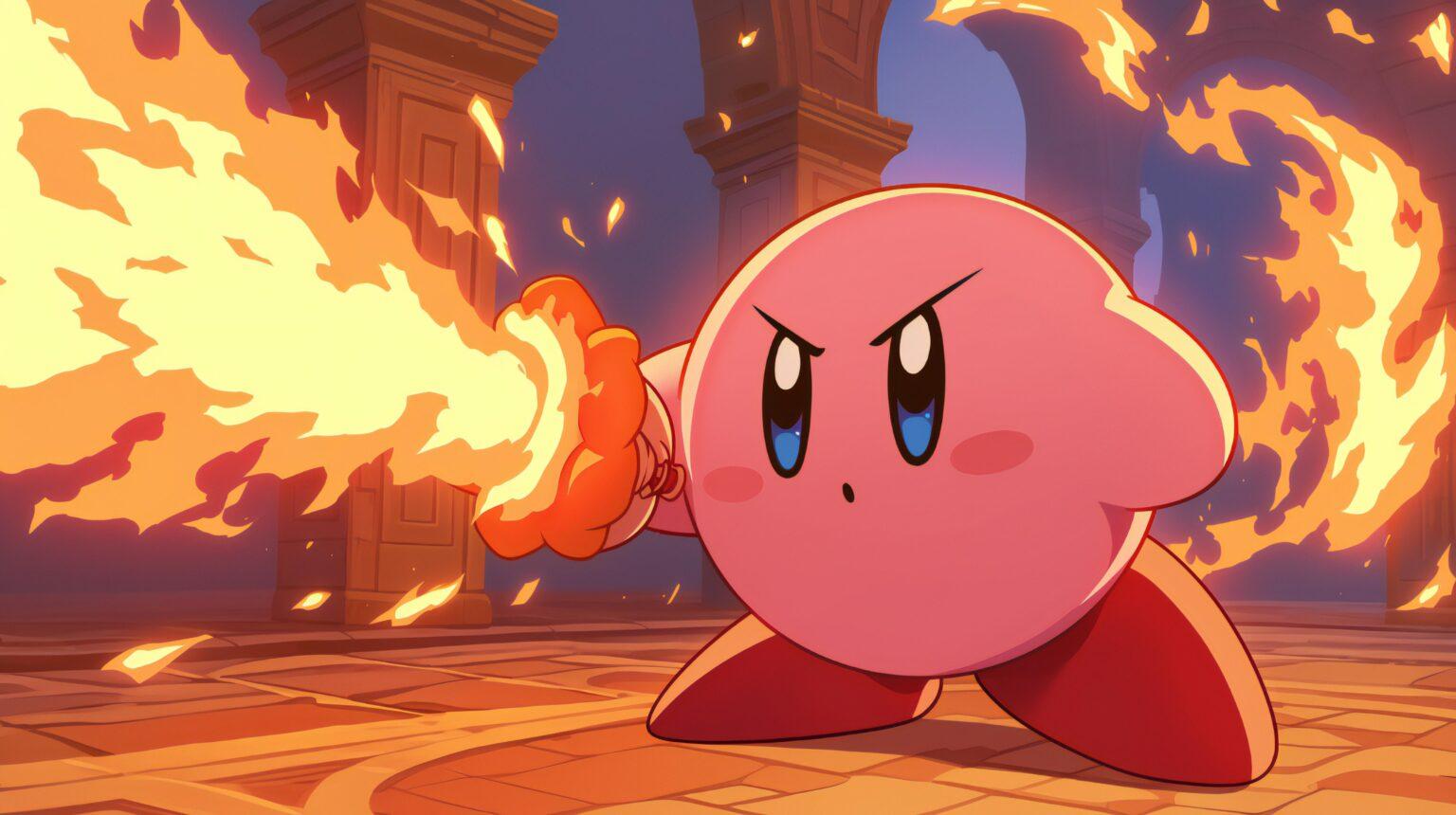 A Kirby game background featuring crisp details and expressive color tones.