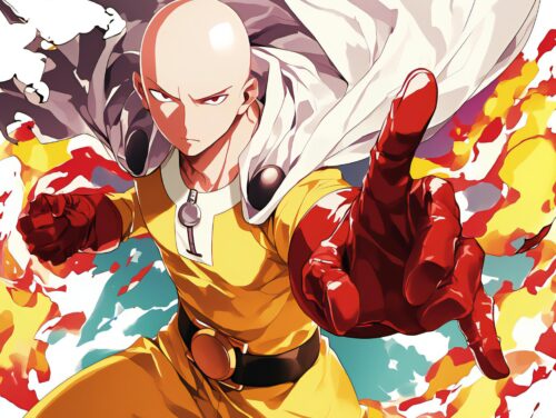 A One Punch Man intensity wallpaper with fast motion, bold lighting effects, and striking action visuals.