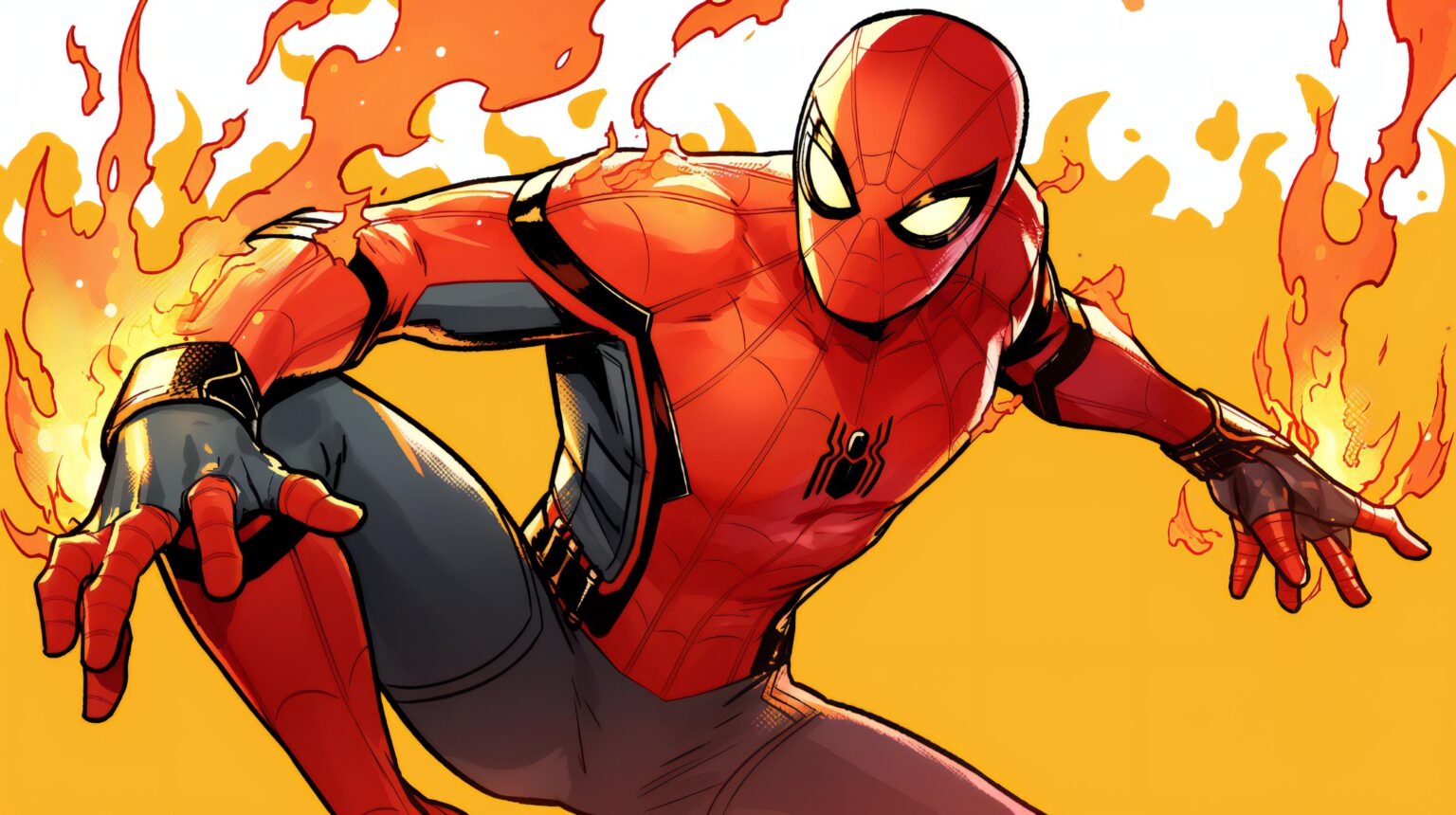 A high-quality spiderman desktop wallpaper with a bold and action-packed design.