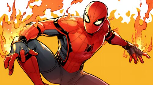 Dynamic Fire Spiderman Desktop Background