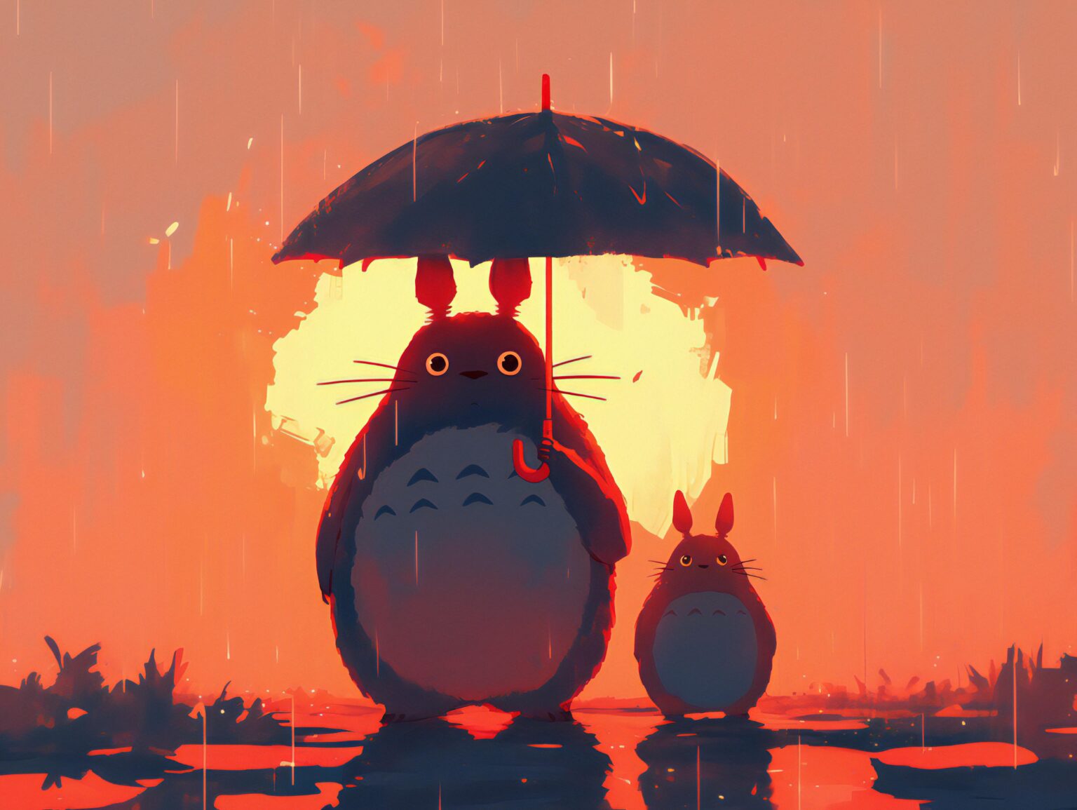 A Totoro background with cozy textures and a gentle, heartwarming design.