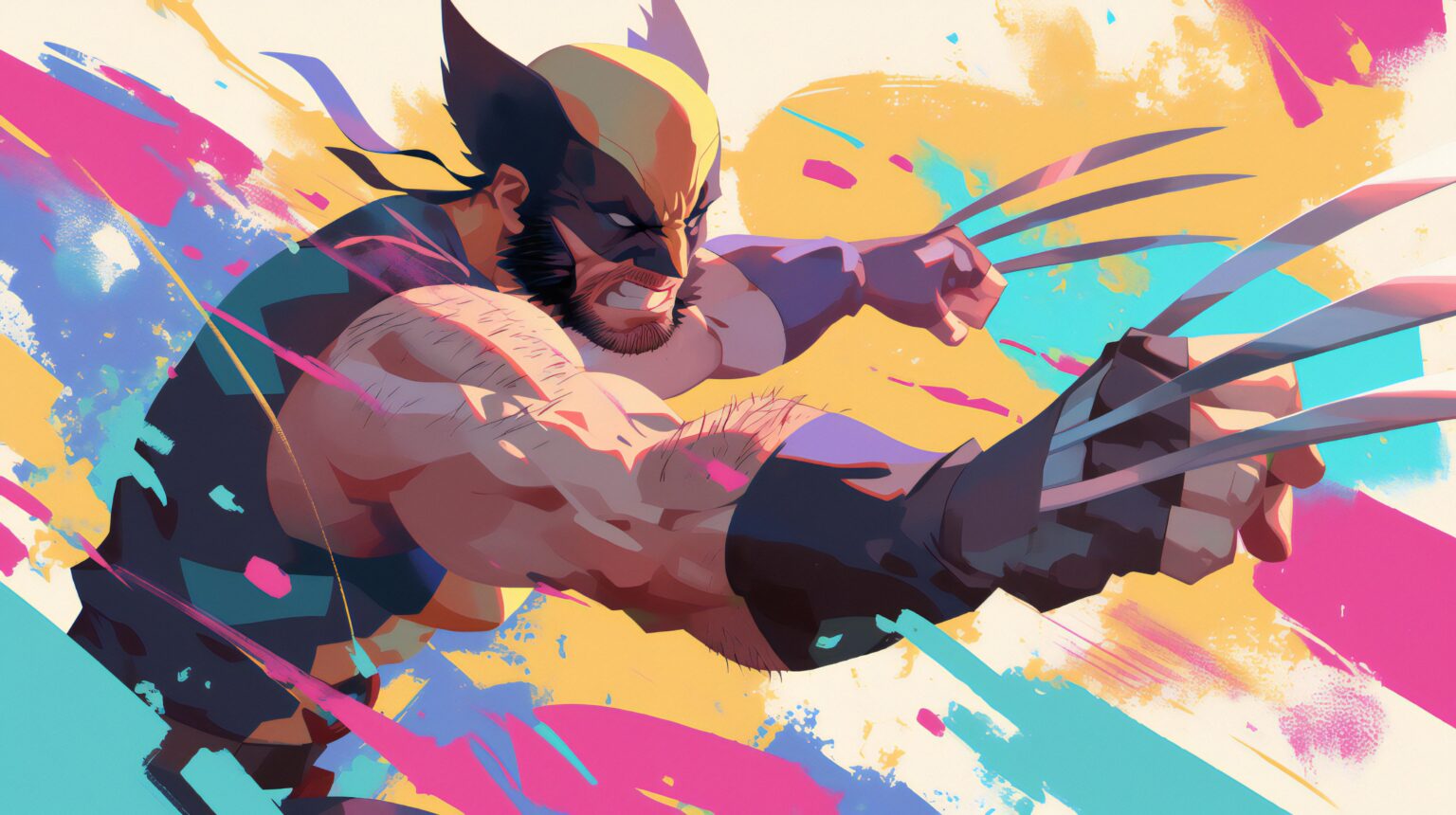 A Wolverine background with bold action elements and a powerful warrior aesthetic.