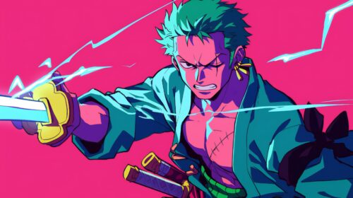 A Zoro wallpaper 4K with high-energy visuals and a powerful, action-driven design.